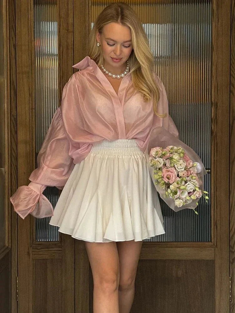 Brielle Button Down Sheer Blouse