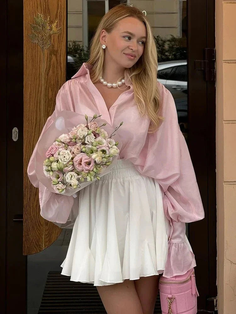 Brielle Button Down Sheer Blouse