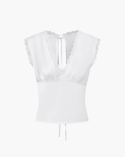 Francesca Deep Neck Satin Top