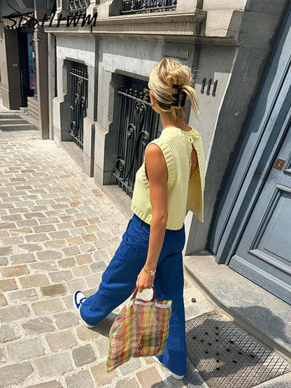 Iris Open-Back Knitted Sleeveless Top