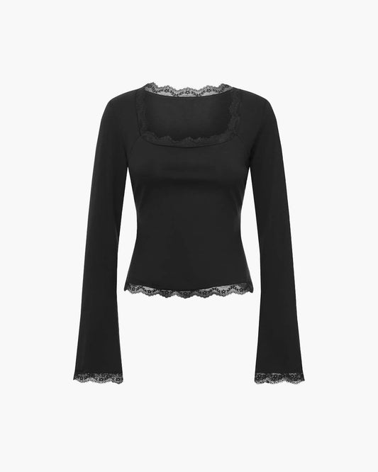Jackie Lace Trim Square Neck Top