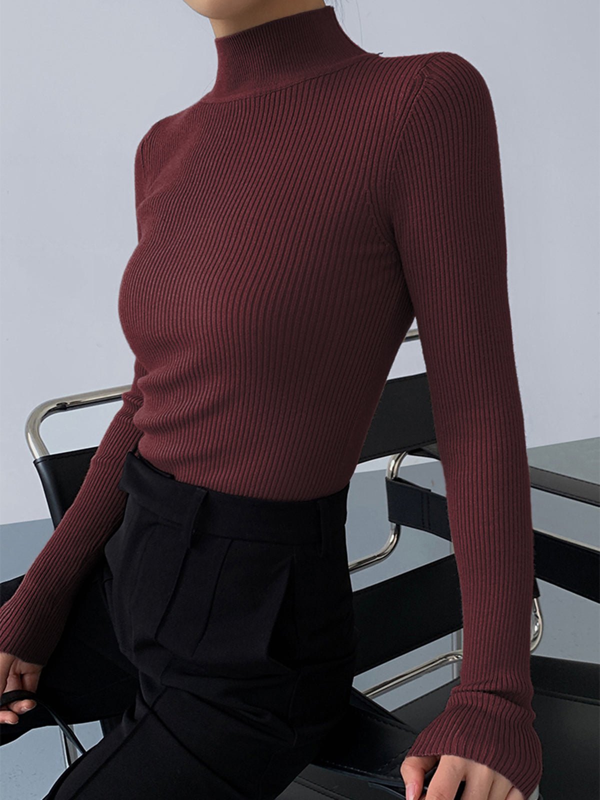 Jessa Rib Knit Long Sleeve Shirt