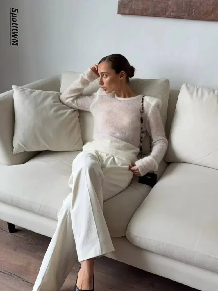 Maricar Slim Fit Sheer Pullover