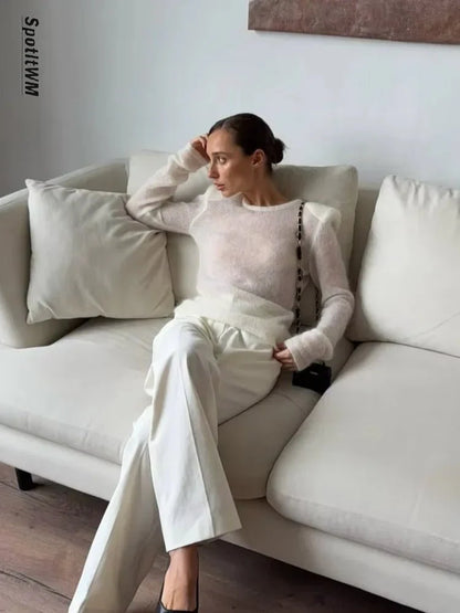 Maricar Slim Fit Sheer Pullover