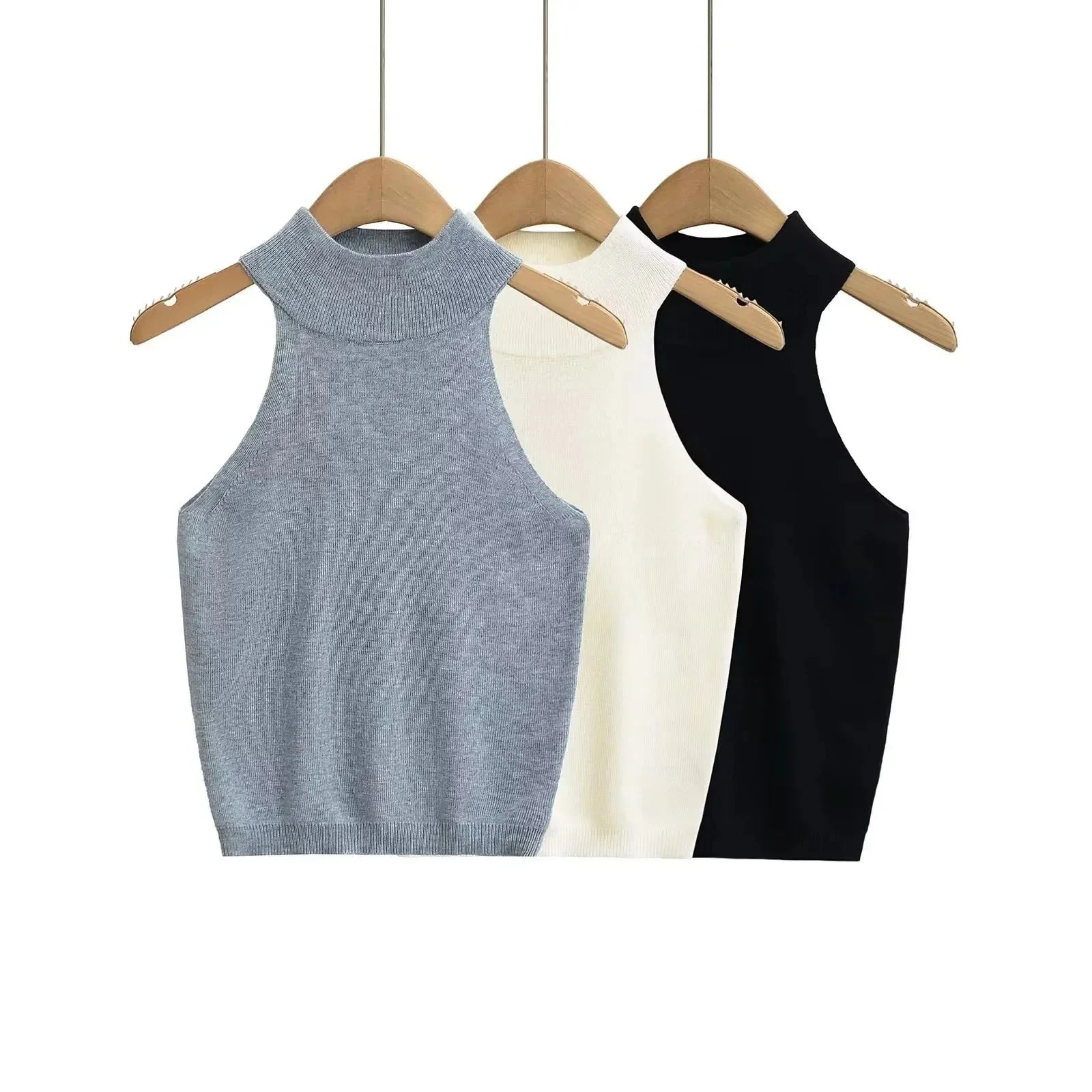Nicky Halter Neck Sleeveless Knit Crop Top
