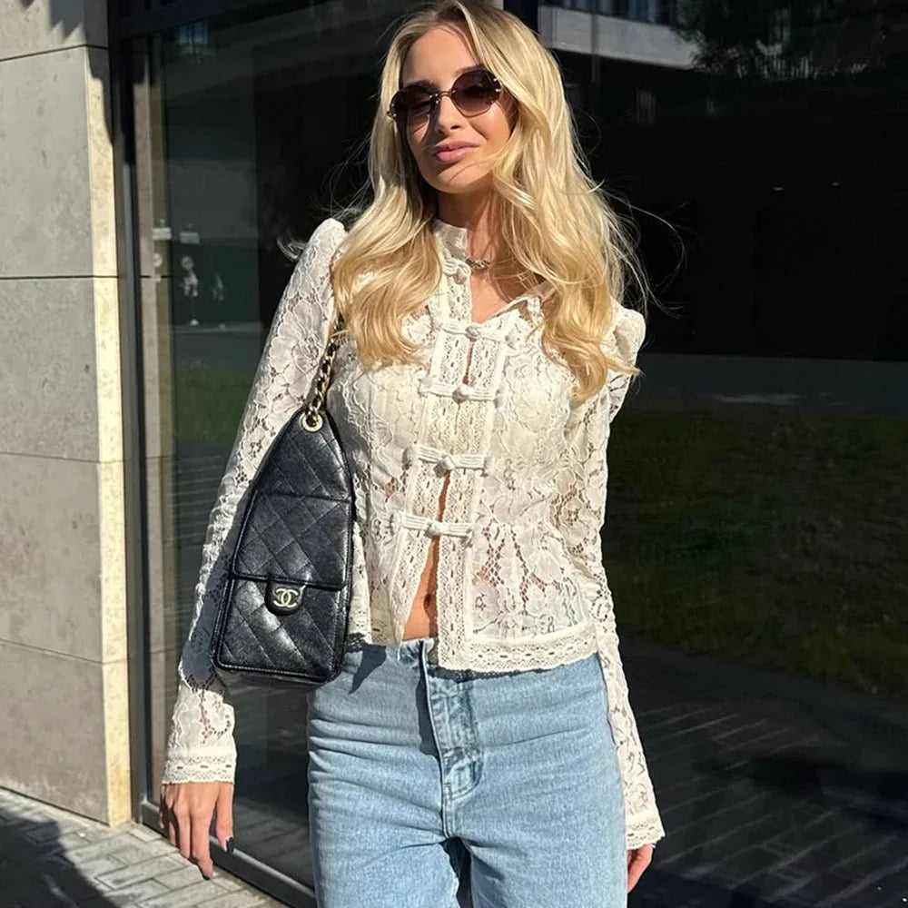 Suzan Long Sleeve Lace Blouse