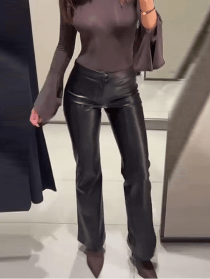 Michelle Faux Leather Flare Pants