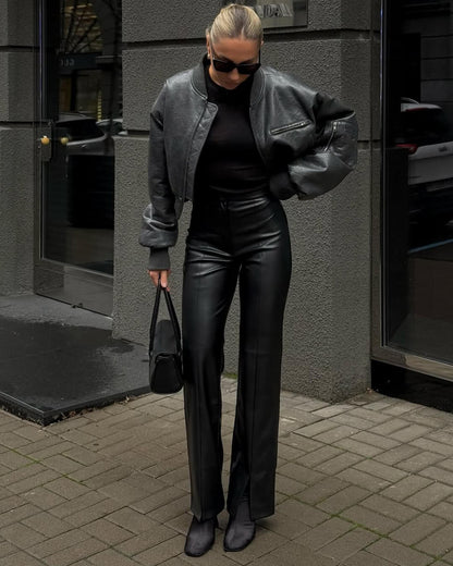 Michelle Faux Leather Flare Pants