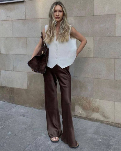 Wendy Wide Leg Satin Trousers